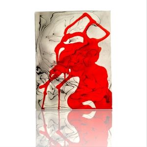 Original Mixed Media Suminagashi Abstract Watercolor Painting "Tusk" 11x14